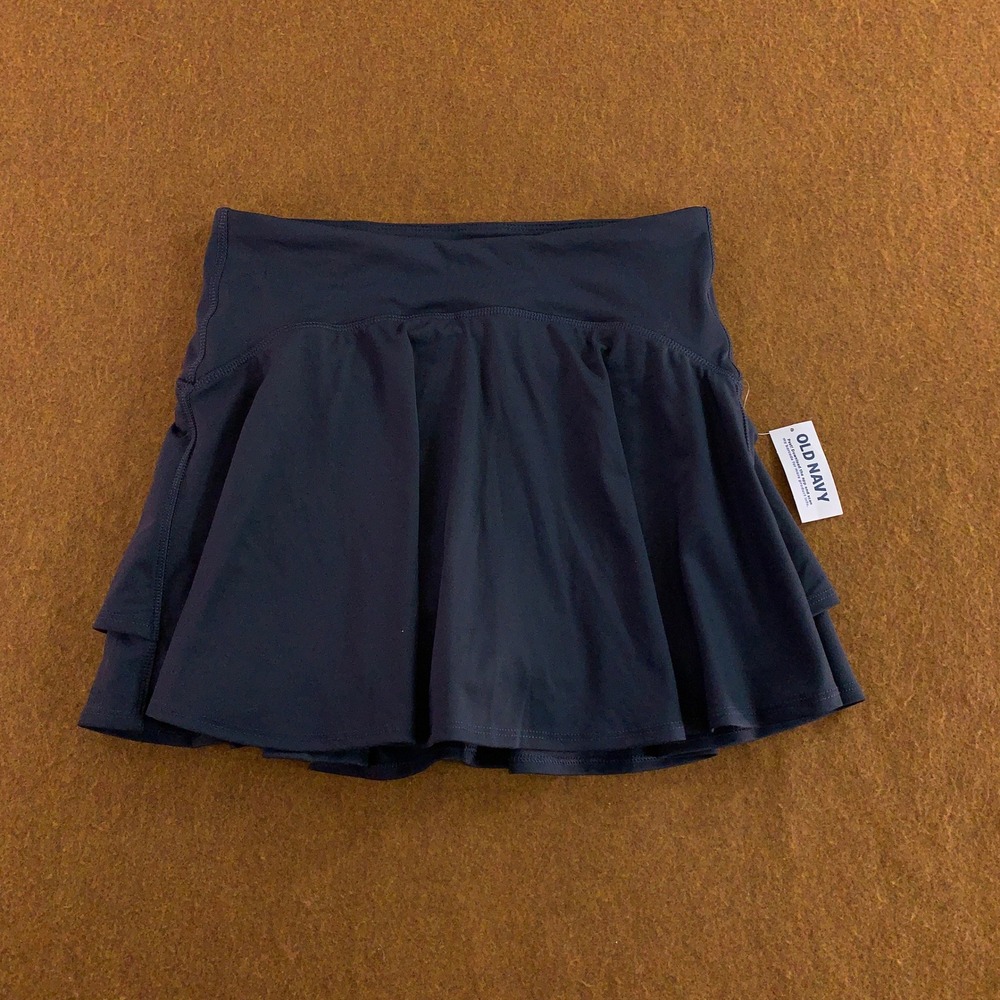 Old Navy Womens Small Navy Blue Powersoft High-Rise Go-Dry Ruffle Skort NWT